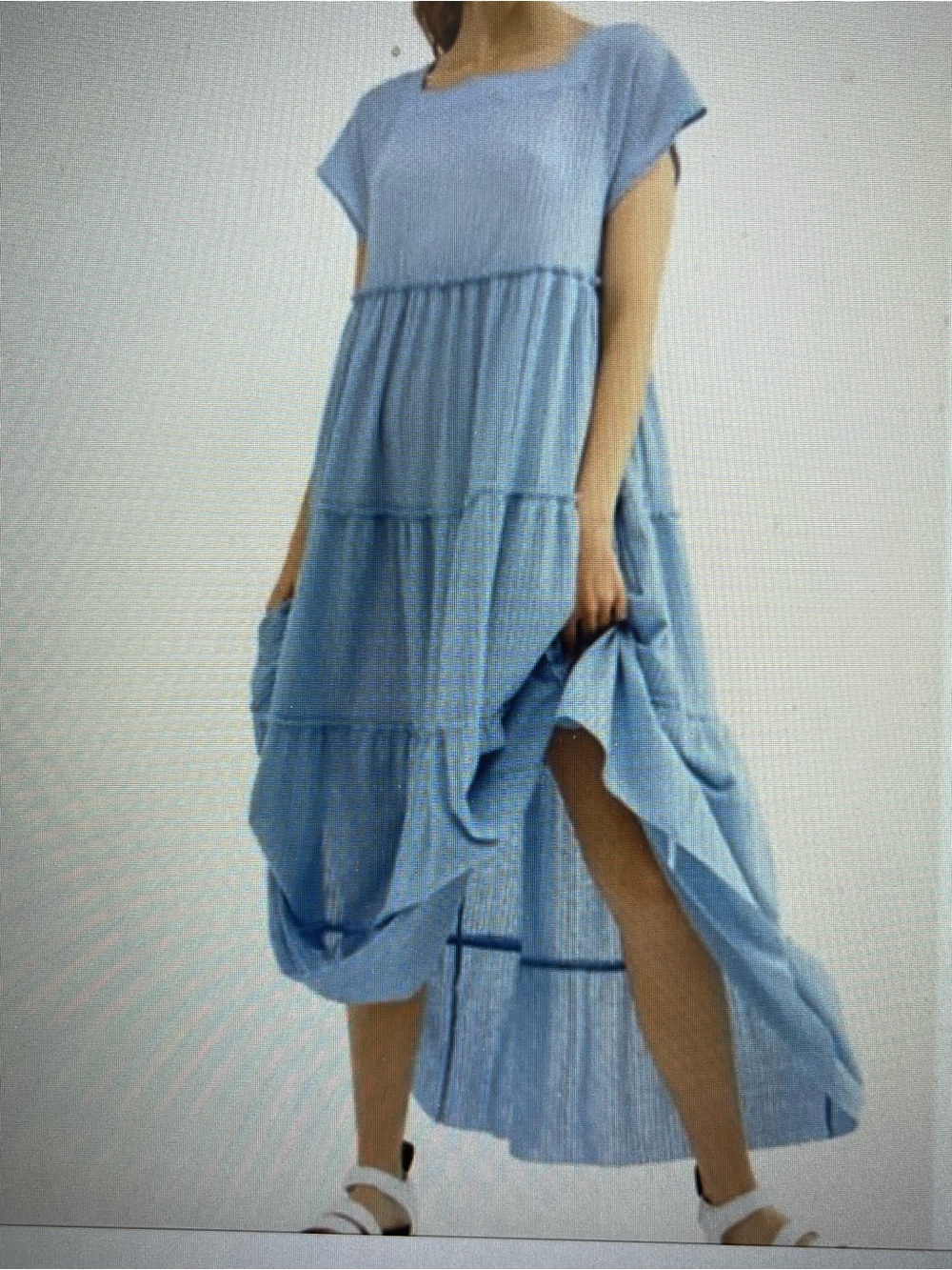 NWOT Free People Beach Saltwater Maxi Dress in Blue Bell Size Large